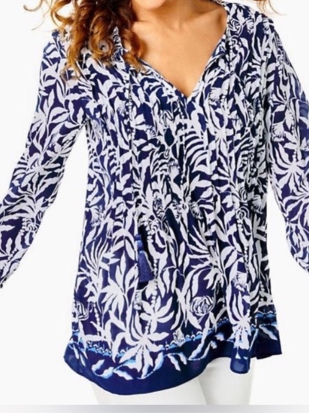 Lilly Pulitzer Womens Marilyn’s Long Sleeve Tunic Top Size Small Vacation Travel